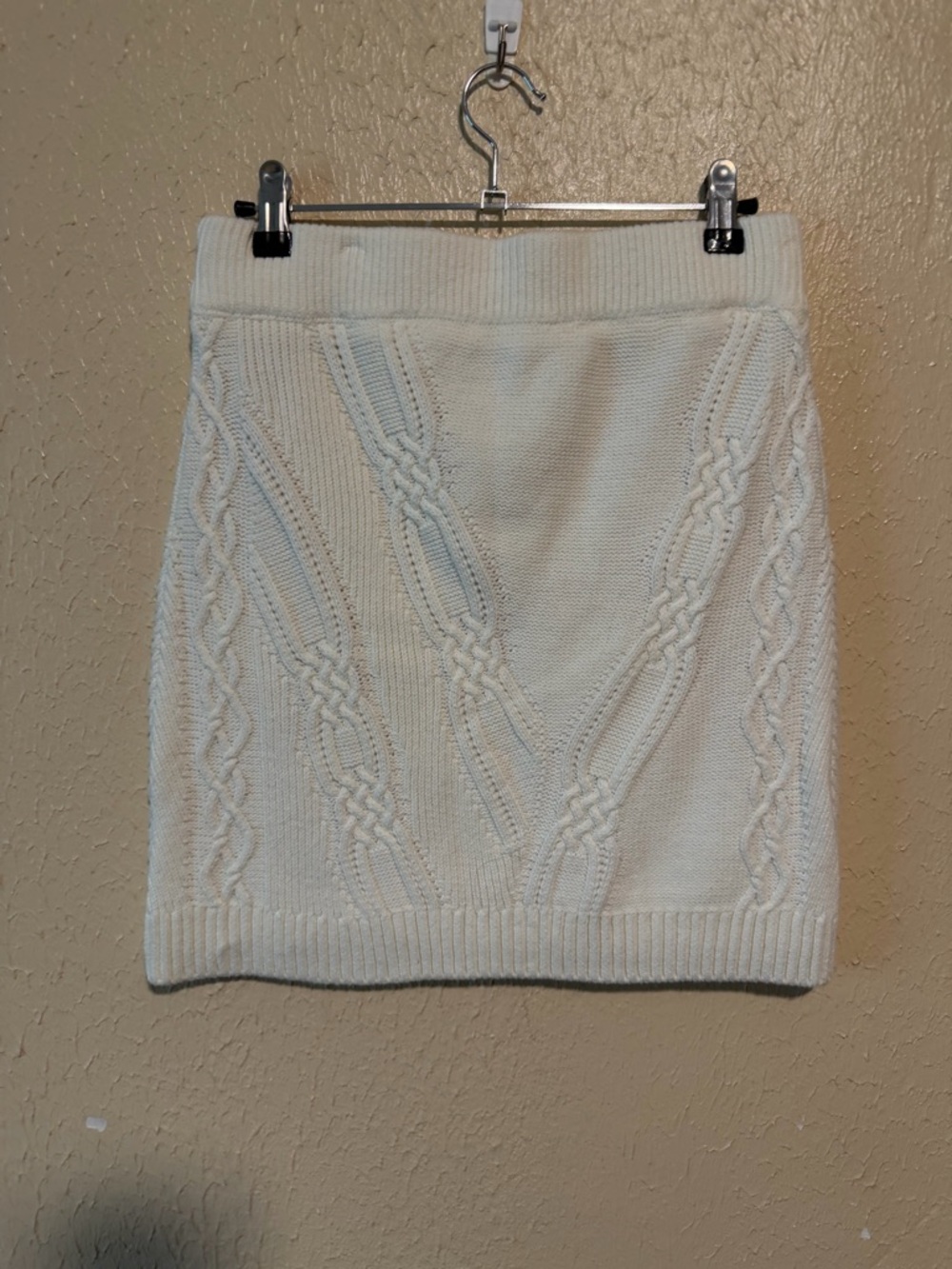 Anthropologie Maeve Cable Knit White Lined Sweater Skirt Size Small - Picture 3 of 6
